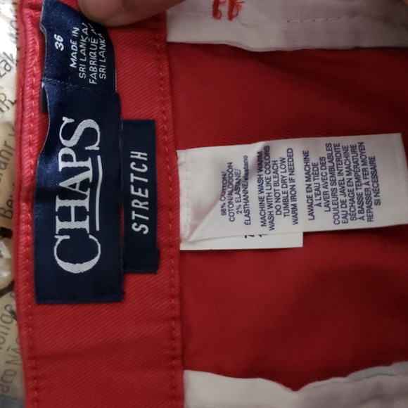 Chaps Ralph Lauren Flat Front 9" Chino Shorts Men Size: 36 Color: Red Cotton NWT - Picture 2 of 14